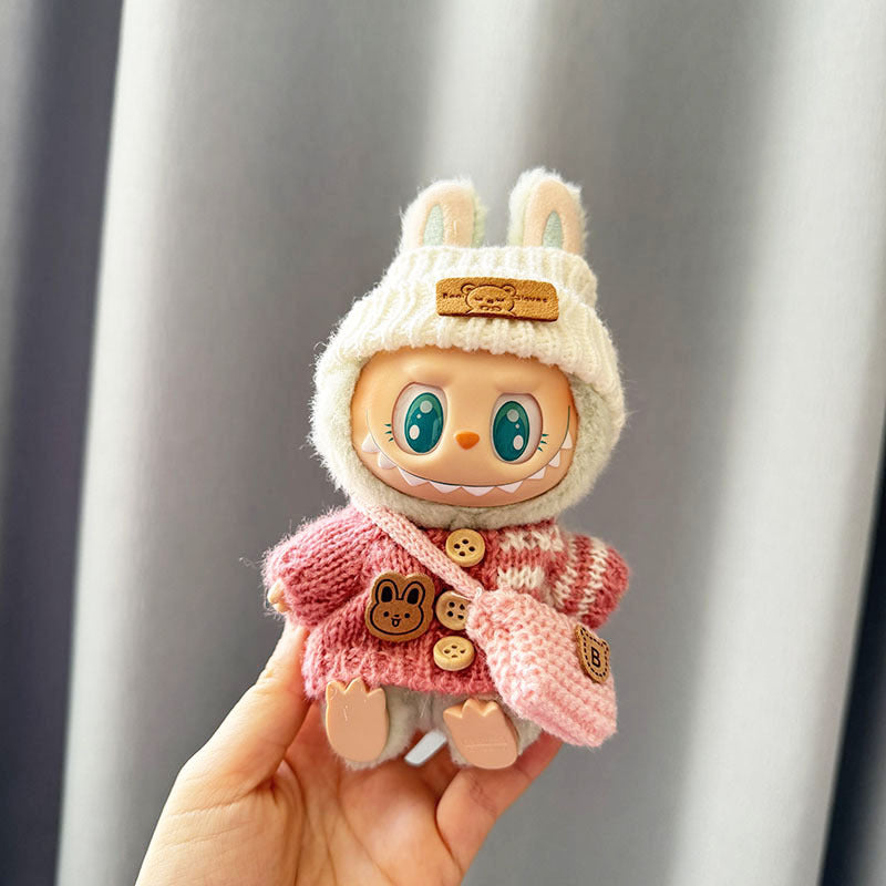 [Clothes only] First and second generation keychain Labubu clothes pendant Rab cloth button sweater jeans set cute