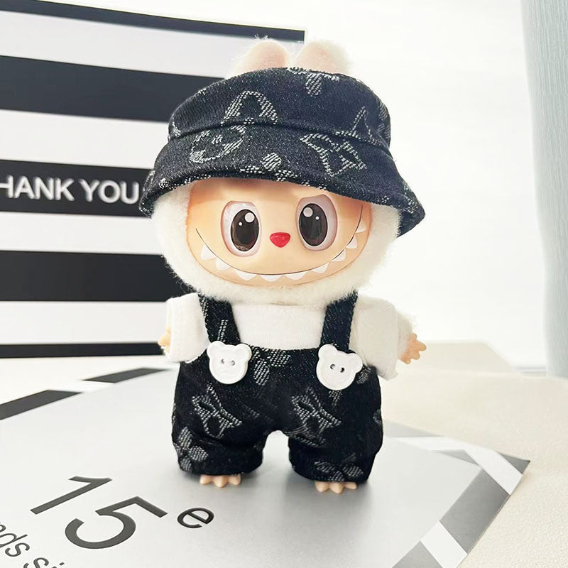 Clothes only] First and second generation Labubu clothes pendant Labubu sitting baby clothes four-leaf clover overalls set cute