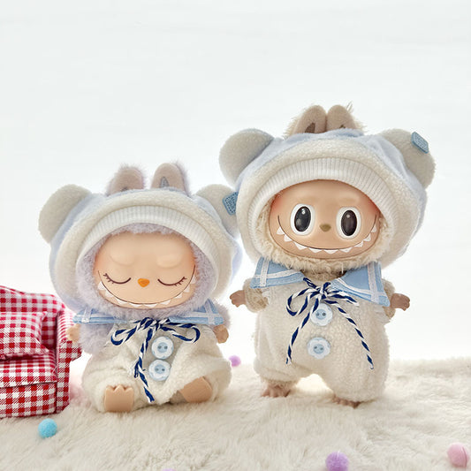 [Clothes only] First and second generation keychain Labubu clothes pendant Labubu baby clothes blue sky small white cloud three-piece set
