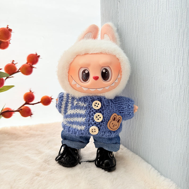 [Clothes only] First and second generation keychain Labubu clothes pendant Rab cloth button sweater jeans set cute
