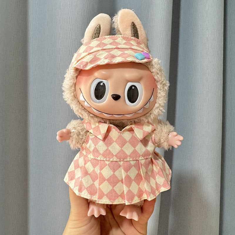 [Clothes only] 17cm pendant Labubu clothes Labubu doll rhombus overalls dress couple outfit