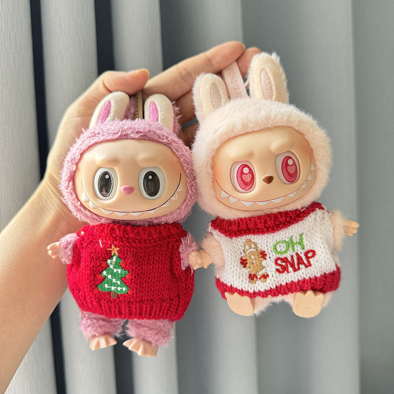 [Clothes only] Second-generation keychain Labubu clothes pendant Labubu sitting party biscuit man love hat