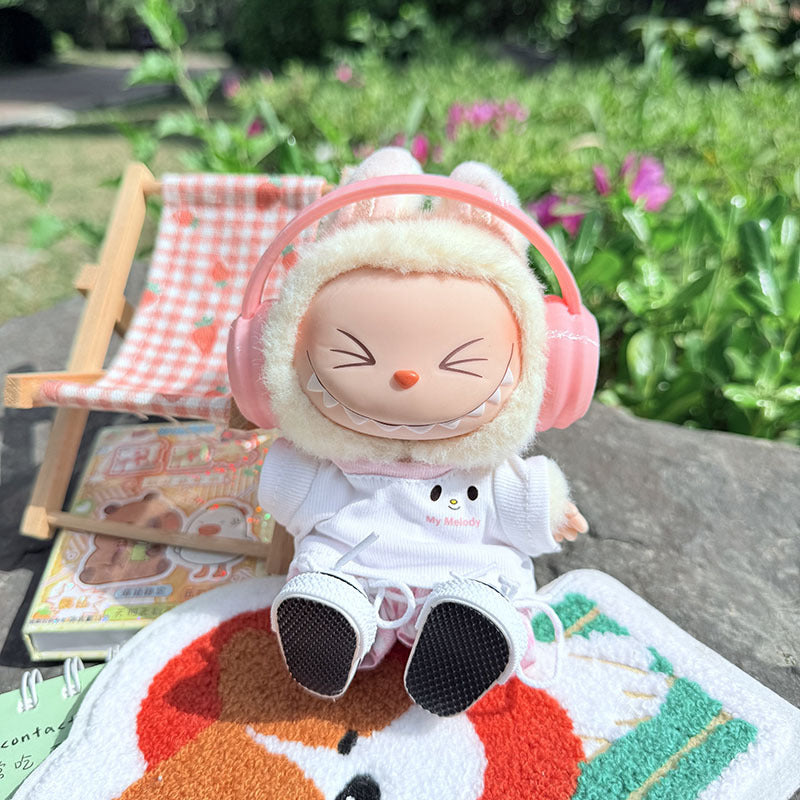 [Clothes only] First and second generation keychain Labubu clothes pendant Labubu baby clothes, earphones plaid picnic clothes.