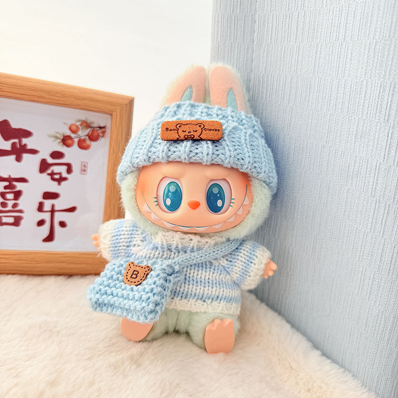 [Clothes only] One, two and three generations of keychains Labubu clothes pendant Labubu baby clothes knitted sweater hat set