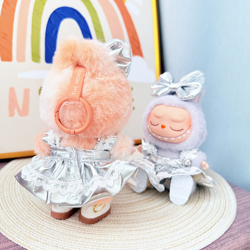 Clothes only] One, two and three generations Labubu clothes pendant Labubu sitting baby clothes silver moon light shadow overalls women