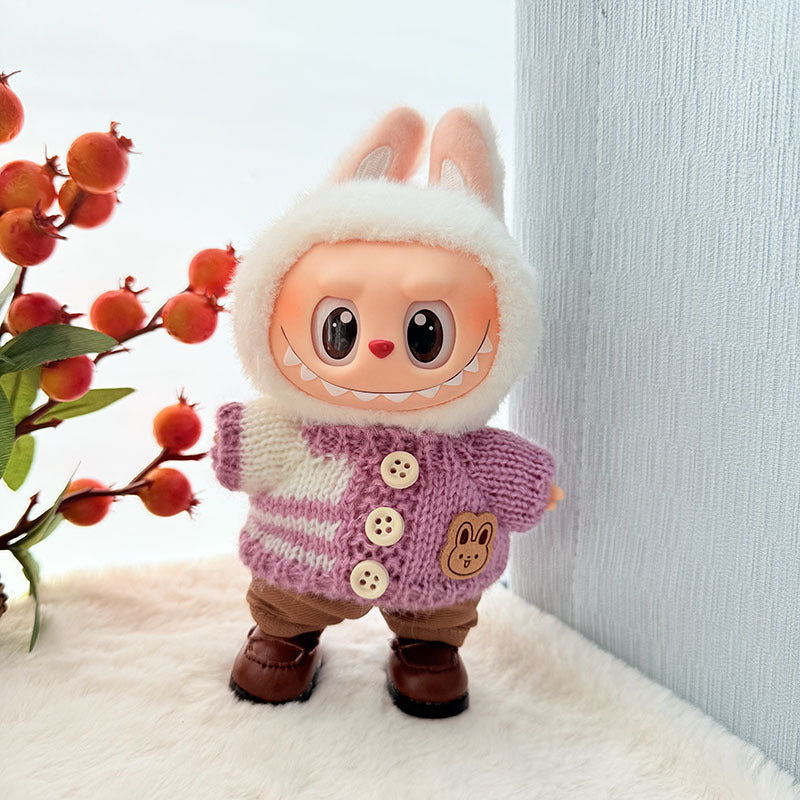 [Clothes only] First and second generation keychain Labubu clothes pendant Rab cloth button sweater jeans set cute