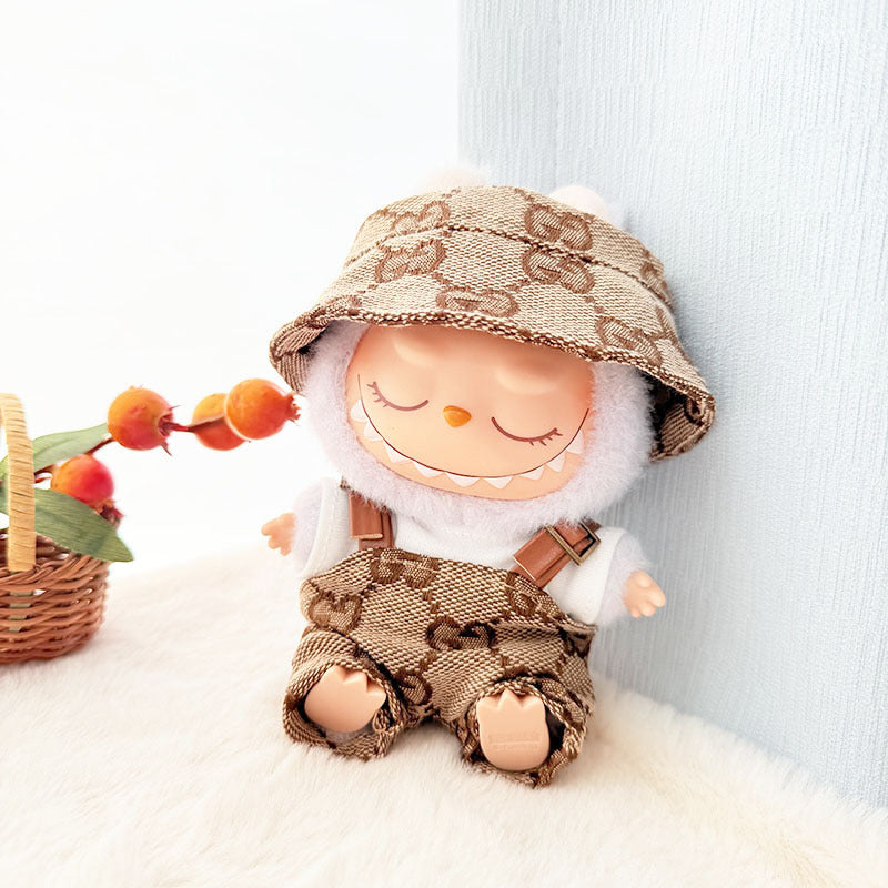 [Clothes only] First and second generation keychain Labubu clothes pendant Labubu baby clothes inverted triangle overalls hat