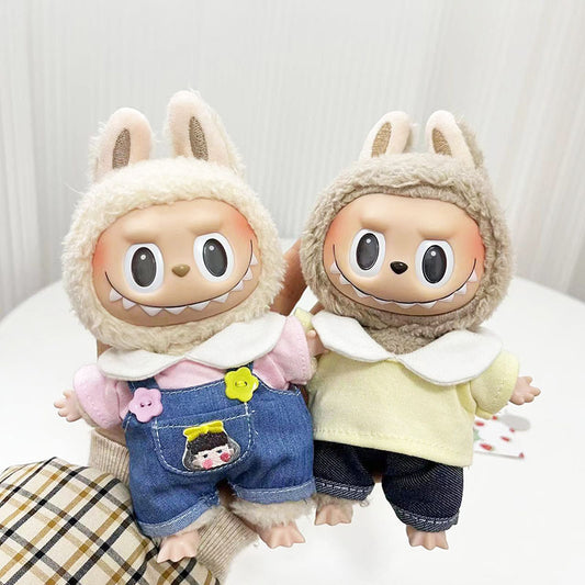 [Clothes only] 17cm pendant, rabub clothes, sunflower buckle strap set, labubu doll clothes, cute.