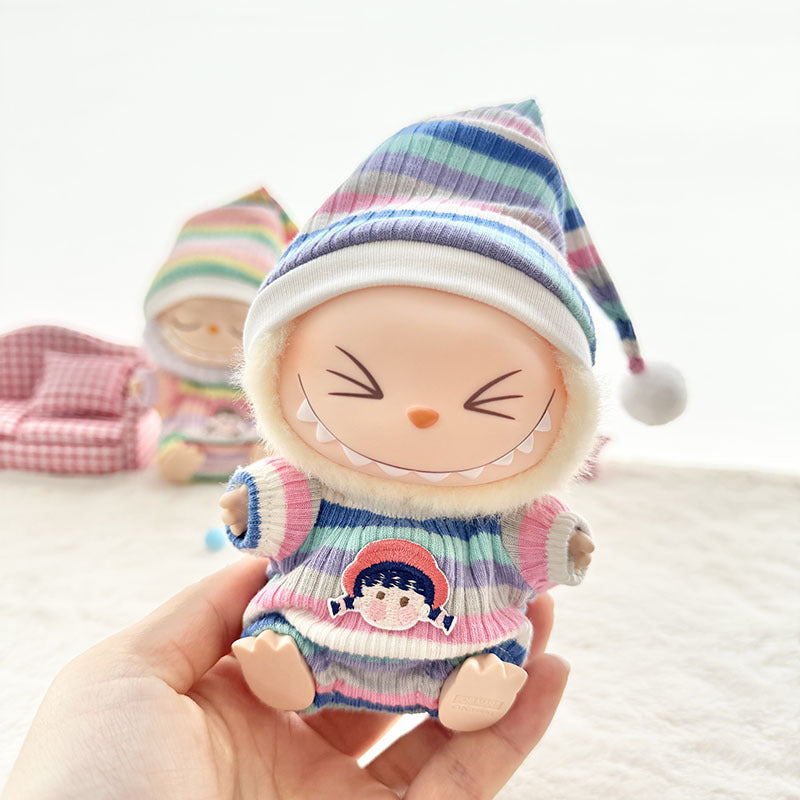 [Clothes only] First and second generation Labubu clothes pendant Labubu sitting party baby clothes rainbow girl two-piece set