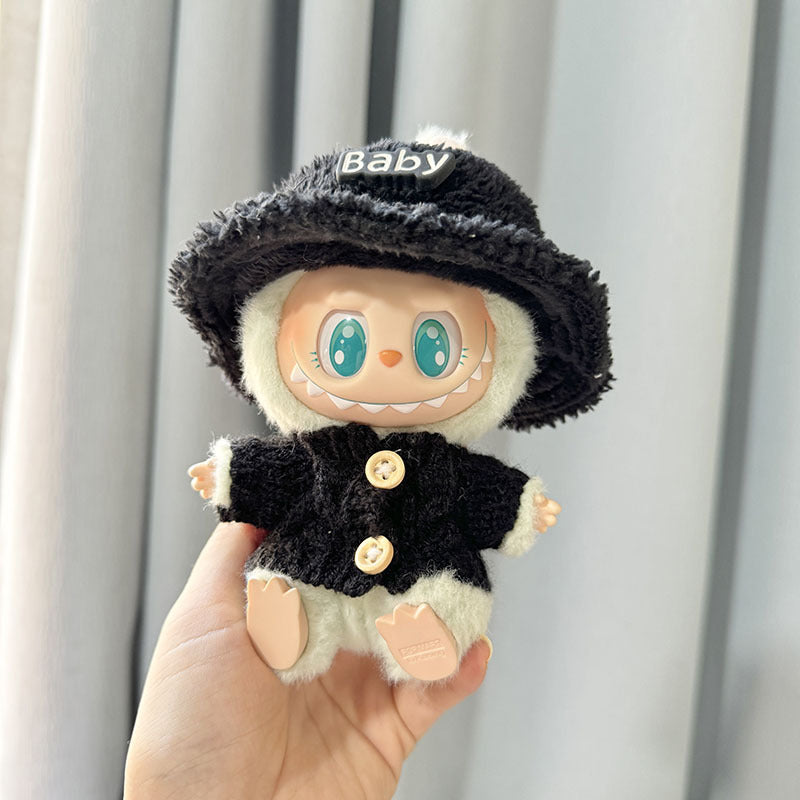[Clothes only] Second-generation keychain Labubu clothes pendant Labubu sitting party wooden buckle sweater set