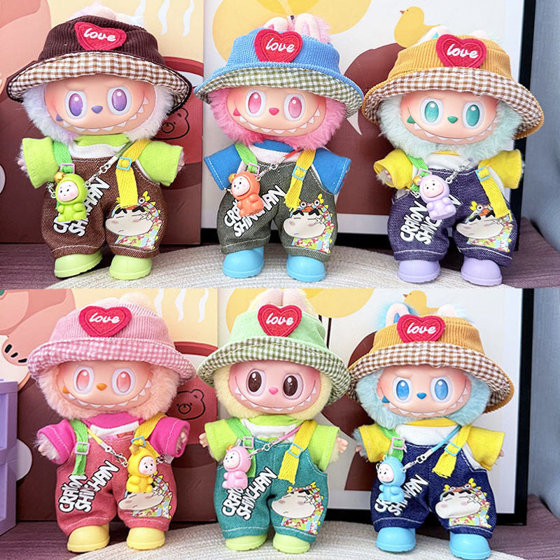 [Clothes only] One, two and three generations Labubu clothes pendant Labubu sitting baby clothes, small new overalls, cute and cute.