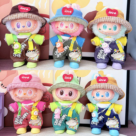 [Clothes only] One, two and three generations Labubu clothes pendant Labubu sitting baby clothes, small new overalls, cute and cute.