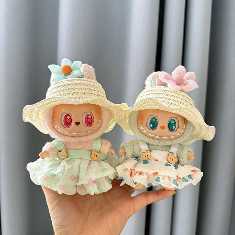 [Clothes only] First and second generation keychain Labubu clothes pendant Labubu baby clothes dress pearl hair accessories