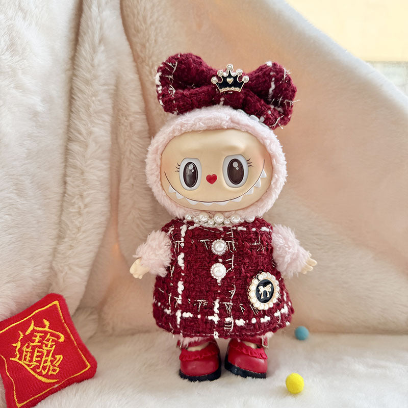 [Clothes only] First and second generation keychain Labubu clothes pendant Labubu sitting party New Year's red fragrance