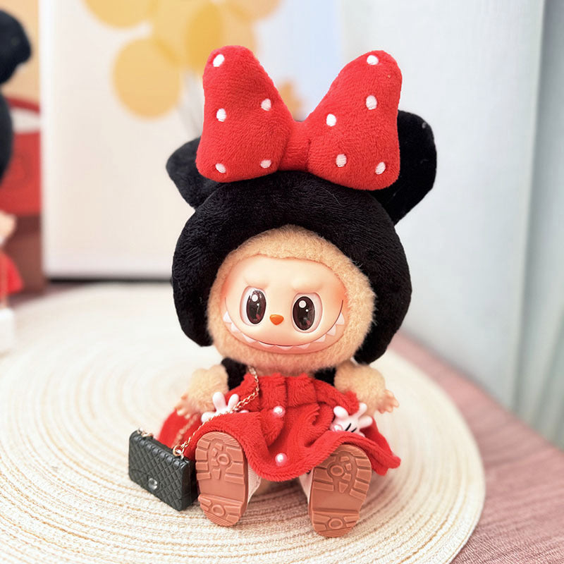 [Clothes only] One, two and three generations Labubu clothes pendant Labubu sitting baby clothes plaid fragrant wind strap skirt