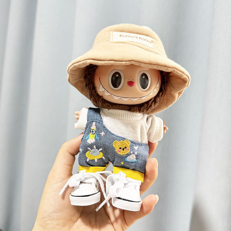 Clothes only] Baby clothes 17cm pendant Labubu clothes Labubu doll with overalls series cute and cute