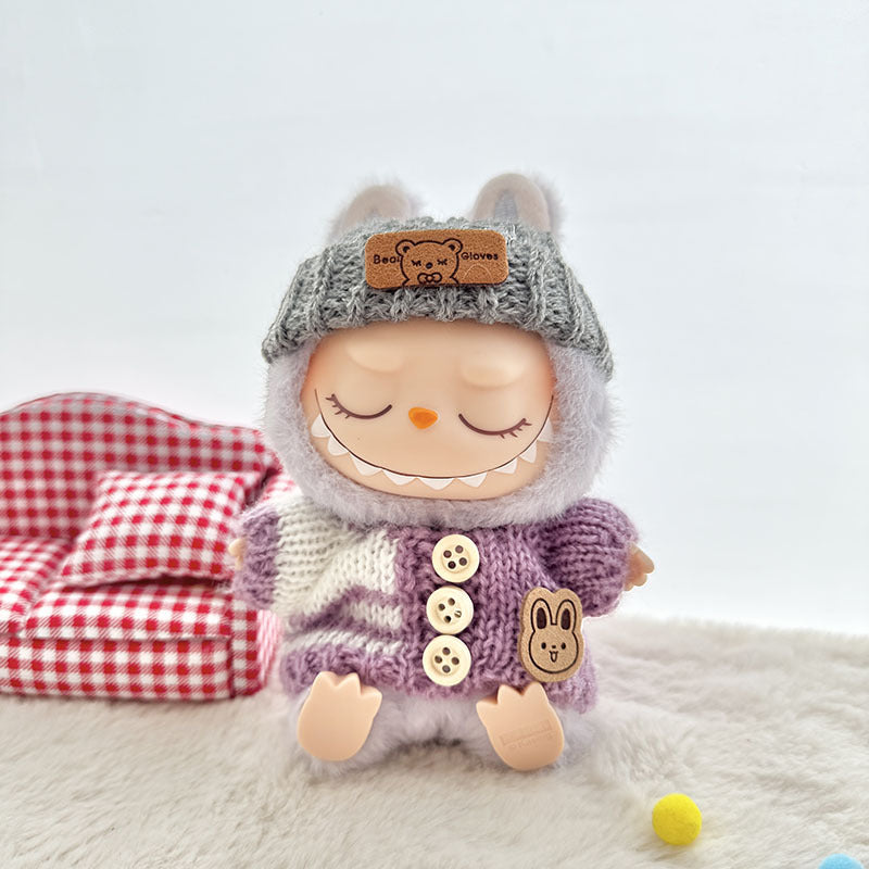 [Clothes only] First and second generation keychain Labubu clothes pendant Labubu sitting party bear label scarf hat