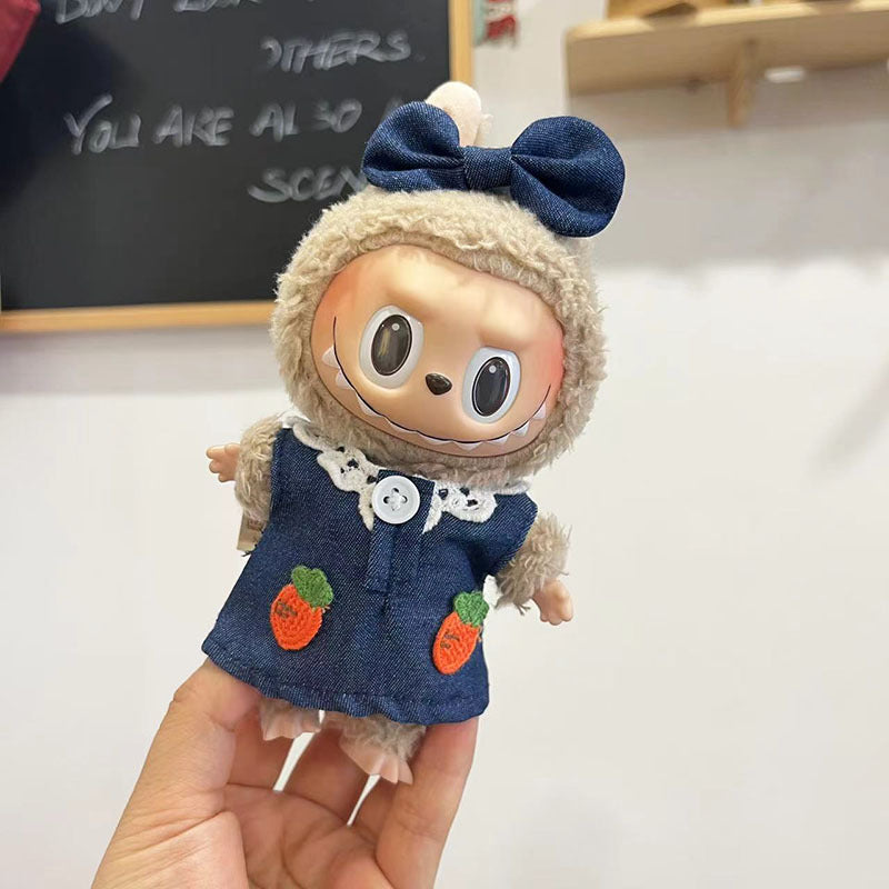 [Clothes only] 17cm pendant, Labubu clothes, keychain Labubu doll, replacement baby clothes, cool trend clothes.