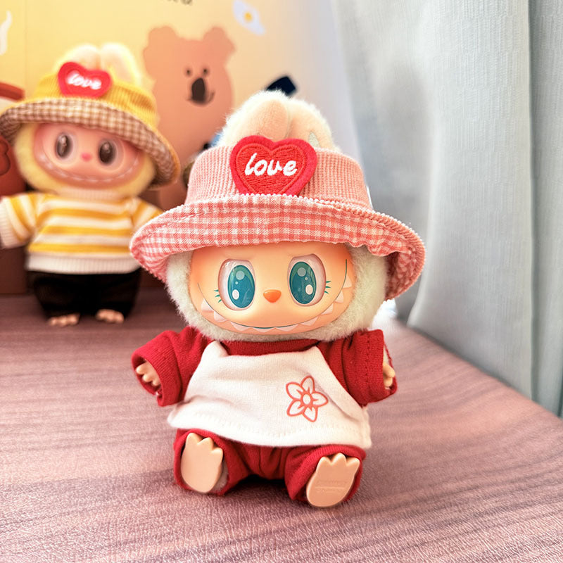 [Clothes only] First and second generation keychain Labubu clothes pendant Labubu baby clothes casual two-piece T-shirt set