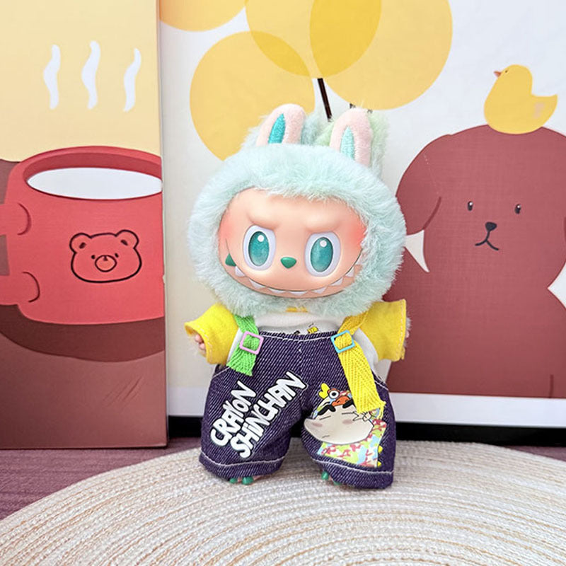 [Clothes only] One, two and three generations Labubu clothes pendant Labubu sitting baby clothes, small new overalls, cute and cute.