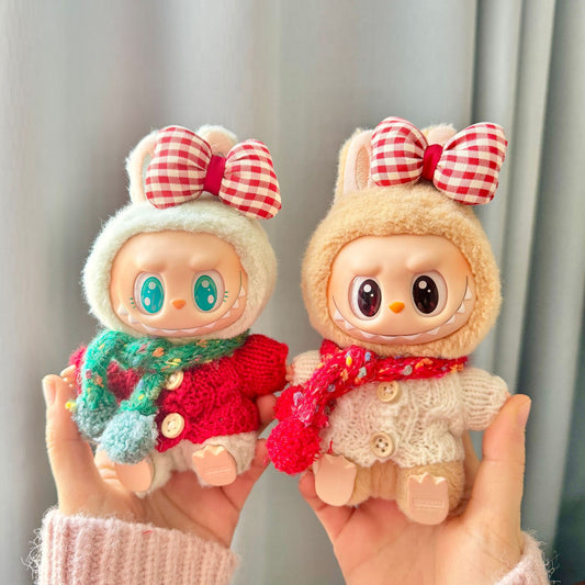 [Clothes only] First and second generation keychain Labubu clothes pendant Labubu sitting party winter color scarf