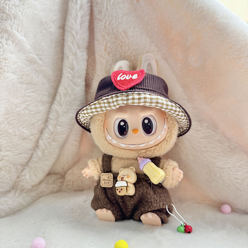 [Clothes only] First and second generation keychain Labubu clothes pendant Labubu bottle overalls + hat set