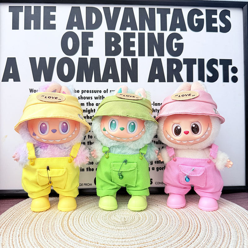 [Clothes only] First and second generation Labubu clothes pendant Labubu sitting baby clothes little craftsman overalls set
