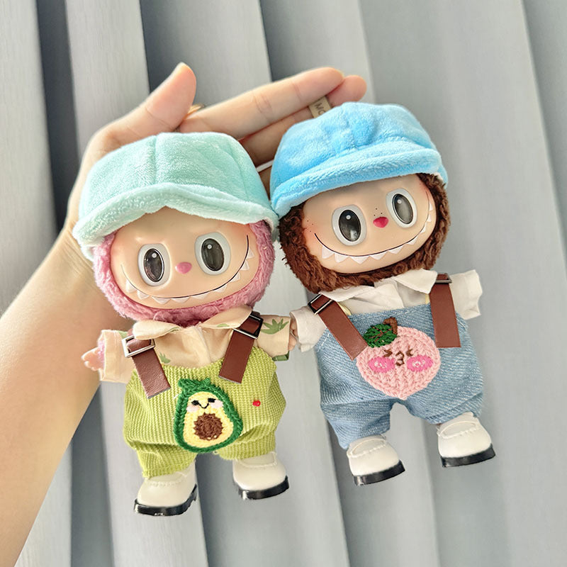 [Clothes only] First and second generation keychain Labubu clothes pendant Labubu sitting party avocado overalls
