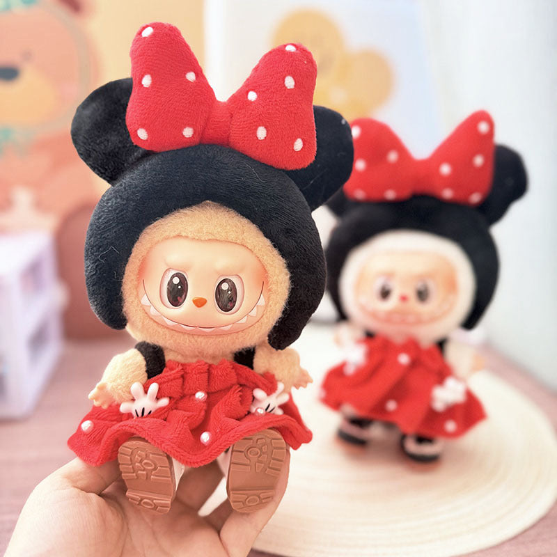 [Clothes only] One, two and three generations Labubu clothes pendant Labubu sitting baby clothes plaid fragrant wind strap skirt