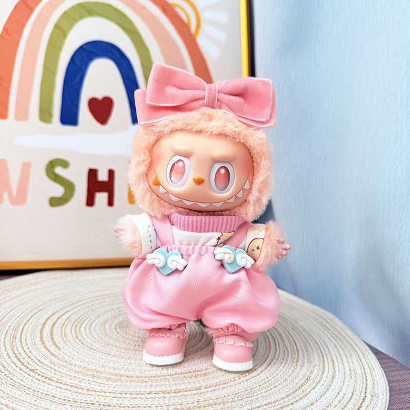 The first, second and third generation Labubu clothes pendant, Labubu sitting baby clothes powder, letter cloud powder, strap set is cute.
