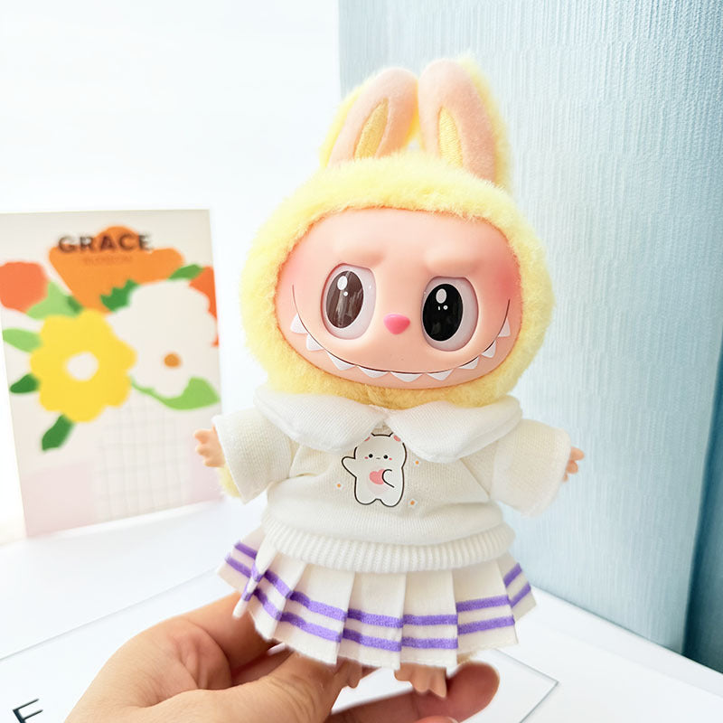 [Clothes only] 17cm Labubuva clothes LABUBU blind box sitting party first, second and third generation rainbow T suit.
