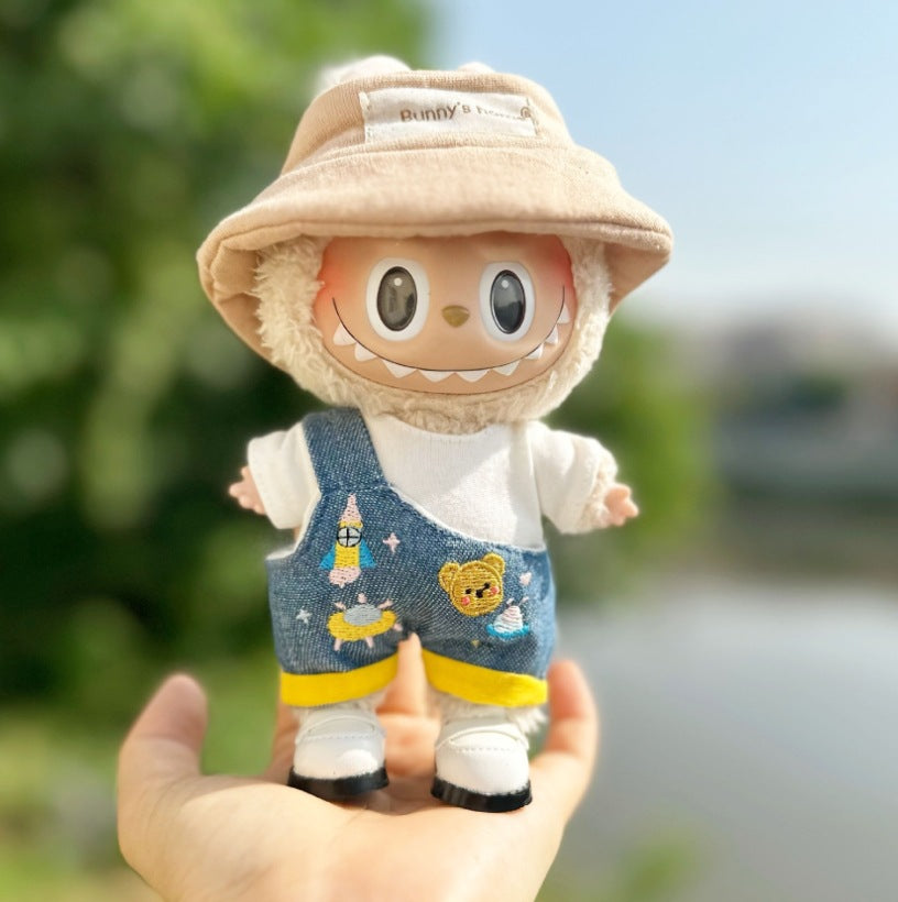 Clothes only] Baby clothes 17cm pendant Labubu clothes Labubu doll with overalls series cute and cute