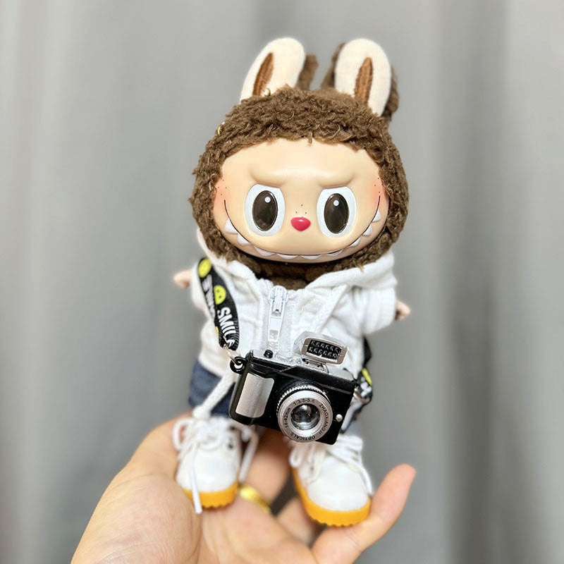 [Clothes only] 17cm Rab cloth pendant labubu doll keychain baby clothes zipper sweater camera pack