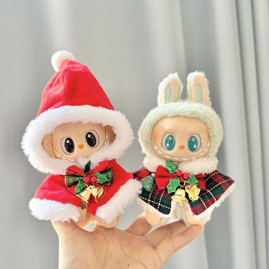 [Clothes only] First and second generation keychain Labubu clothes pendant Labubu Christmas rattle shawl British style