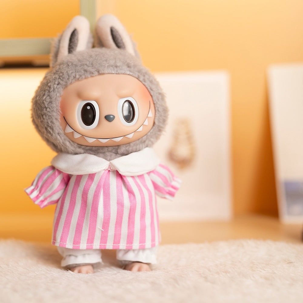 [Clothes only] 17cm pendant Labubu clothes Kindergarten two-piece keychain labubu doll clothes cute