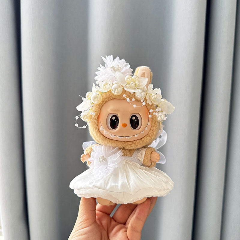 [Clothes only] First and second generation keychain Labubu clothes pendant Labubu baby clothes dress pearl hair accessories