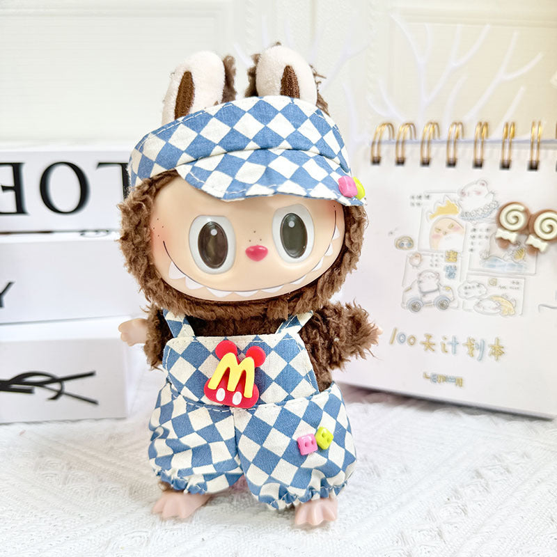 [Clothes only] 17cm pendant Labubu clothes Labubu doll rhombus overalls dress couple outfit