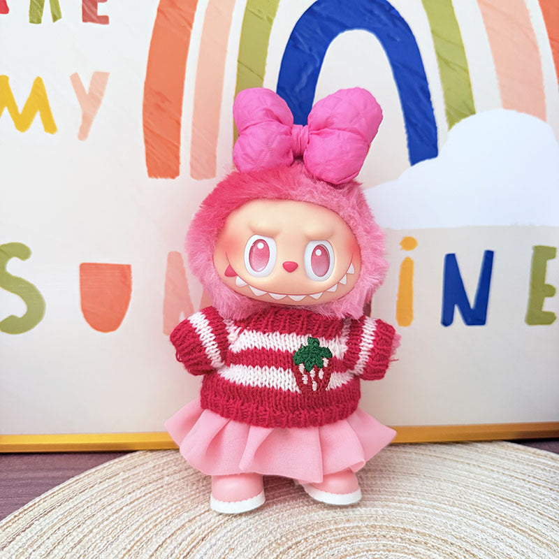[Clothes only] One, two and three generations Labubu clothes pendant Labubu sitting baby clothes sweater jelly gauze skirt set