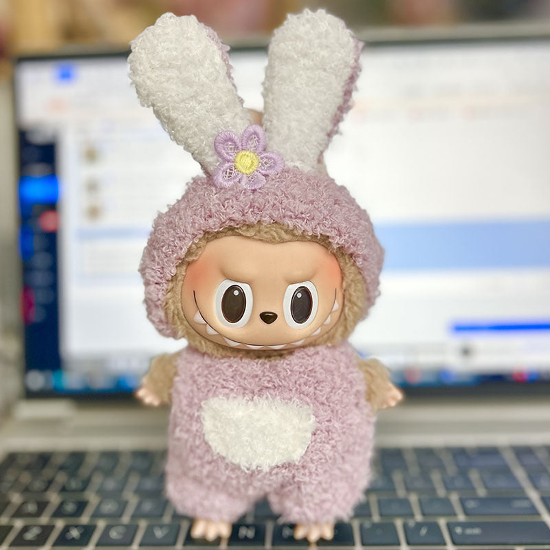[Clothes only] 17cm pendant, Labubu clothes, keychain Labubu doll, replacement baby clothes, dinosaur onesie.