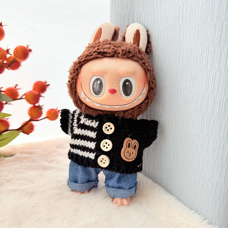 [Clothes only] First and second generation keychain Labubu clothes pendant Rab cloth button sweater jeans set cute