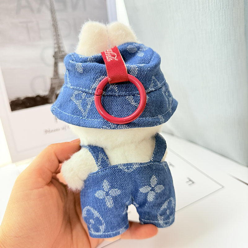 [Clothes only] First and second generation Labubu clothes pendant Labubu sitting baby clothes black four-leaf clover overalls