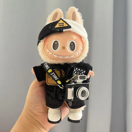 [Clothes only] 17cm pendant blind box Labubu baby clothes keychain Labubu doll boyfriend force camera set