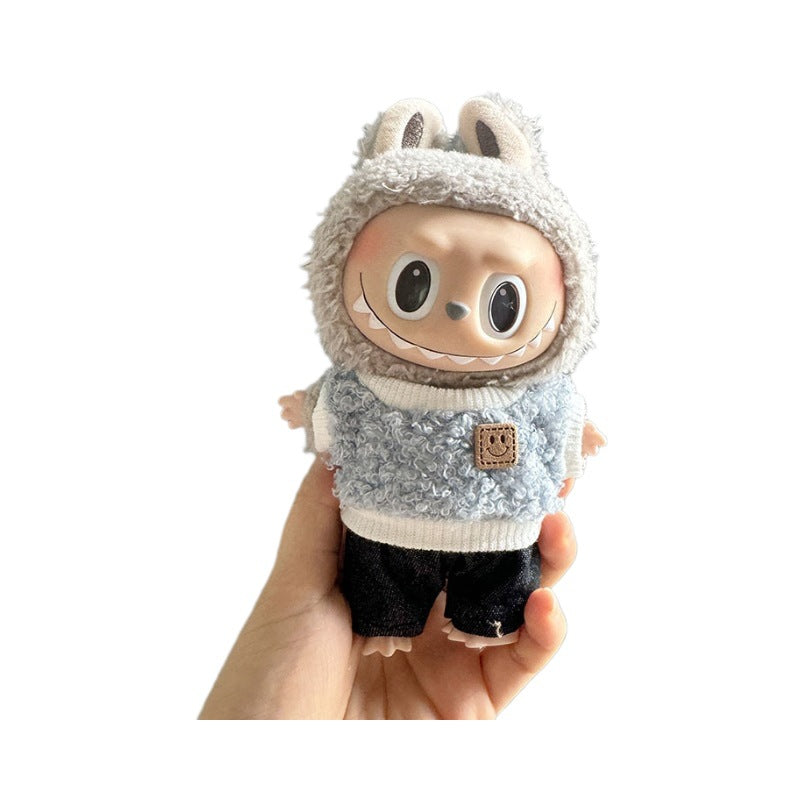 [Clothes only] 17cm pendant, rabub clothes, circle smiley shirt set, keychain labubu doll clothes.