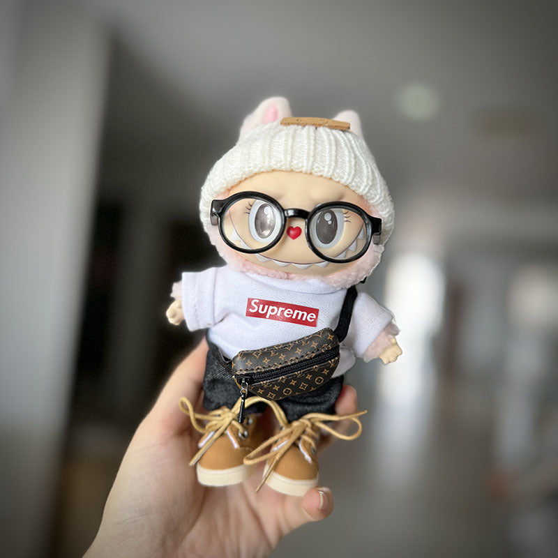 [Clothes only] First and second generation keychain Labubu clothes pendant Labubu super shirt + flanged bear hat cute