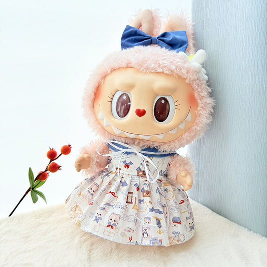 38Cm Labubu plush doll dress for Labubu doll MOKOKO sweetheart sailing penguin suit