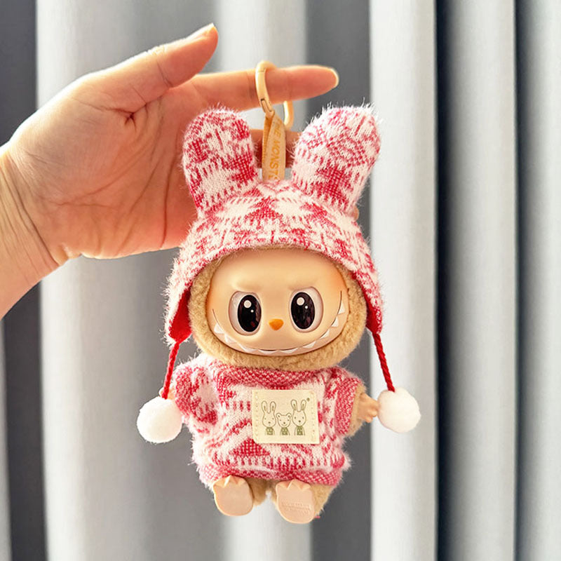 [Clothes only] First and second generation keychain Labubu clothes pendant Labubu sitting party jacquard two-piece set