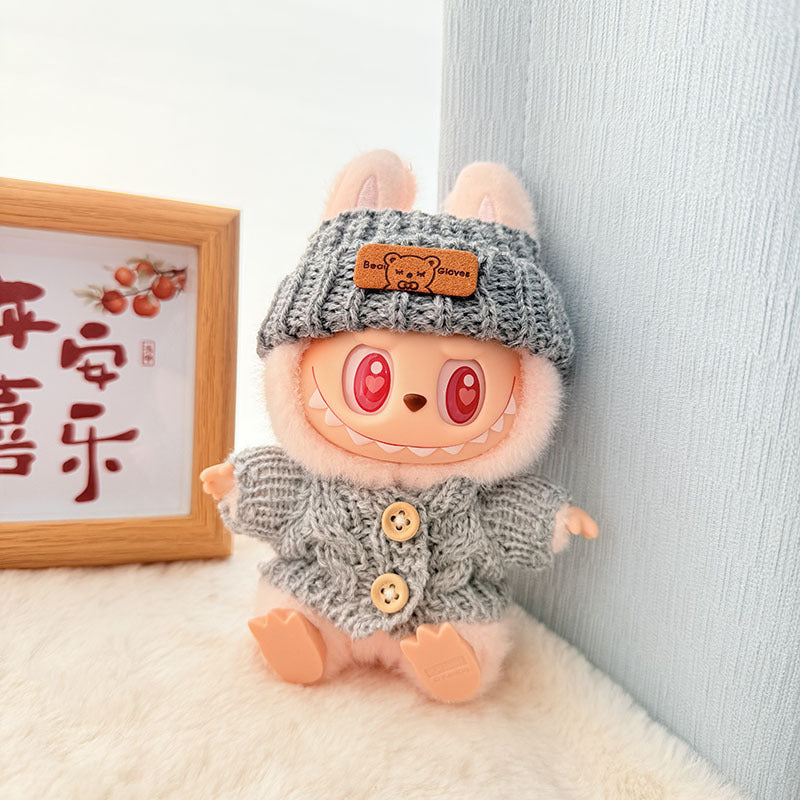 [Clothes only] One, two and three generations of keychains Labubu clothes pendant Labubu baby clothes knitted sweater hat set