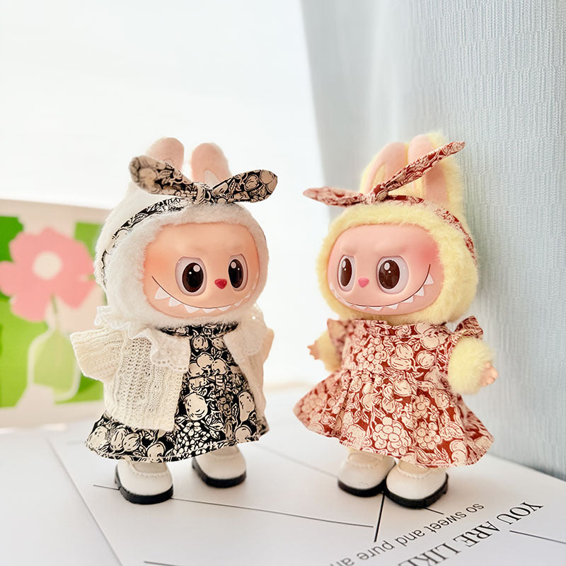 [Clothes only] First and second generation keychain Labubu clothes pendant Labubu baby clothes children's fun flower and fruit skirt set