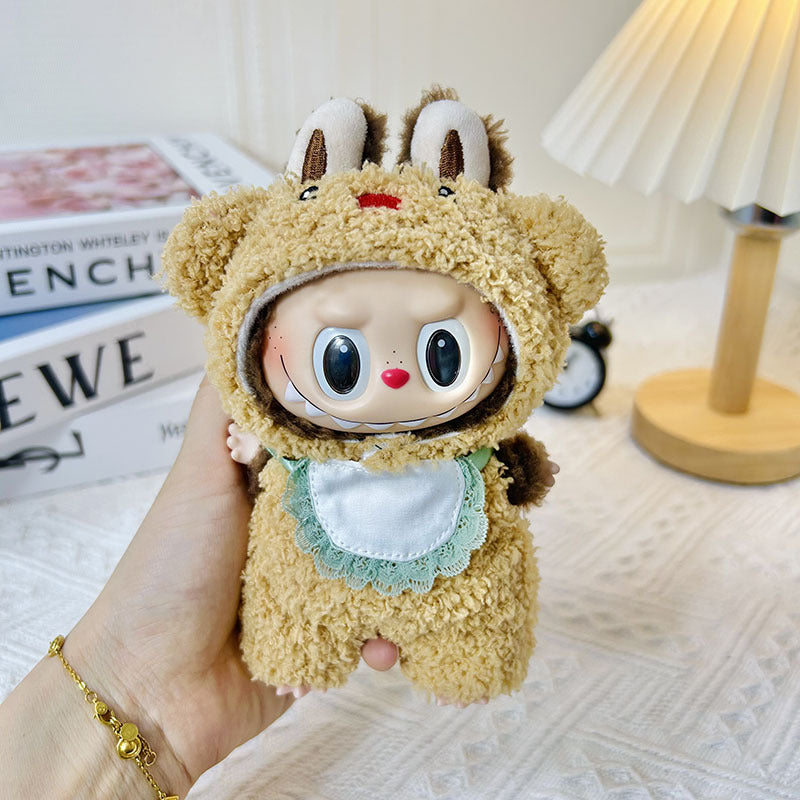 [Clothes only] 17cm pendant rabub clothes red nose bib bear set labubu doll clothes cute