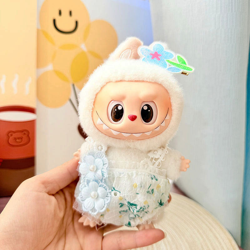 Clothes only] First and second generation Labubu clothes pendant Labubu sitting baby clothes pink flower dream jumpsuit cute